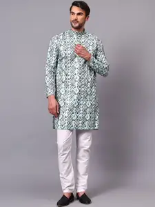Yugnik Men Floral Regular Thread Work Kurta with Pyjamas