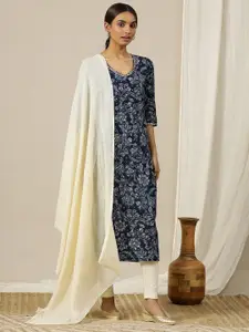 AURELIA Women Dyed Flared Sleeves Sequinned Kurta