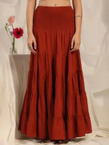 anayna Pure Cotton Flared Maxi Skirt