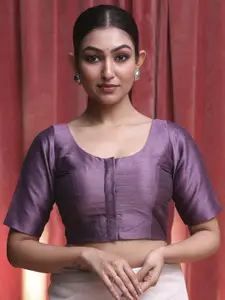 Indethnic U Neck Short Sleeves Saree Blouse