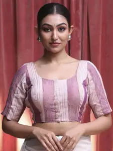 Indethnic Woven Design Silk Saree Blouse