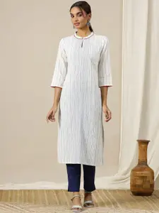 AURELIA Women Striped Flared Sleeves Thread Work Kurta