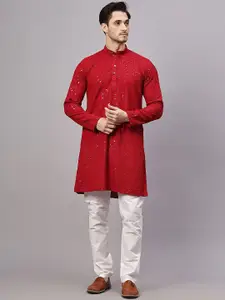 Yugnik Men Embroidered Regular Kurta with Pyjamas