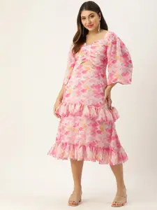 Ethnovog Dyed Georgette Drop-Waist Midi Dress