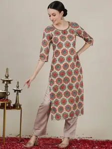 AURELIA Women Ethnic Motifs Printed Gotta Patti Kurta