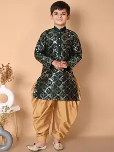 BAESD Boys Embroidered Regular Sequinned Dupion Silk Kurta with Patiala