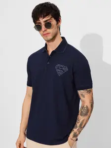 The Souled Store Men Superman Polo Collar Applique T-shirt