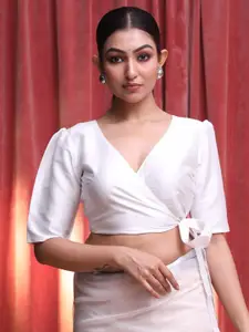 Indethnic V-Neck Wrap Saree Blouse