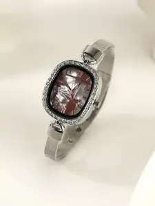 HAUTE SAUCE by  Campus Sutra HAUTE SAUCE by Campus Sutra Women Embellished Dial & Stainless Steel Bracelet Style Straps Analogue Watch