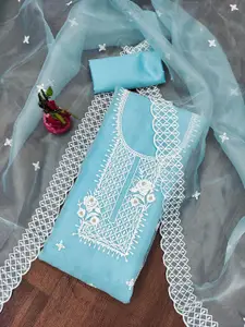 MANVAA Embroidered Organza Unstitched Dress Material