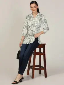 Mustard Women Spread Collar Abstract Printed Casual Shirt