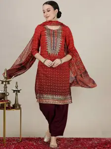 AURELIA Women Geometric Checked Thread Work Kurta