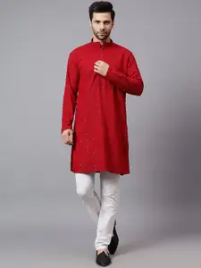 Yugnik Men Embroidered Regular Kurta with Pyjamas