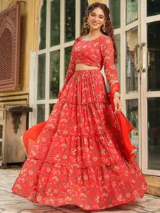 Janasya Printed Ready to Wear Lehenga & Blouse With Dupatta