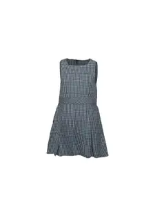 BAESD Checked Round Neck Fit & Flare Dress