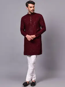 Yugnik Men Embroidered Regular Chikankari Kurta with Pyjamas