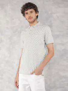 Crimsoune Club Men Printed Mandarin Collar Pockets Slim Fit T-shirt