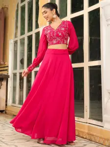 Janasya Embroidered Top With Skirt Co-Ords