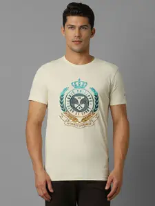 Louis Philippe Sport Men Typography Printed Applique Slim Fit T-shirt