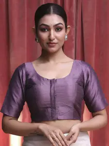 Indethnic Square Neck Short Sleeves Saree Blouse