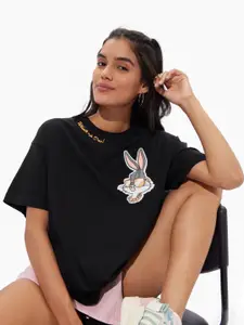 The Souled Store Women Printed  Oversized T-shirt