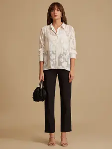 Kazo Women Sheer Printed Casual Shirt