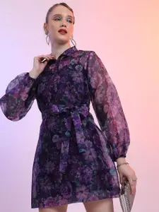 Tokyo Talkies Floral Print Puff Sleeve Fit & Flare Dress