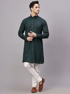 Yugnik Men Embroidered Regular Kurta with Pyjamas