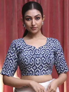 Indethnic Printed Cotton Saree Blouse