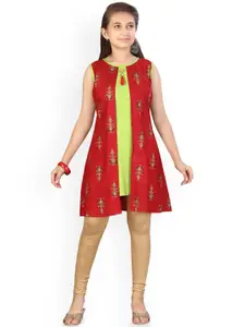 BAESD Girls Floral Embroidered Thread Work Kurta