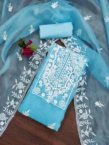 MANVAA Embellished Organza Unstitched Dress Material