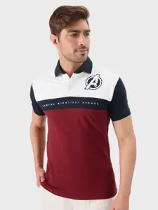 The Souled Store Men Avengers Colourblocked Polo Collar T-shirt