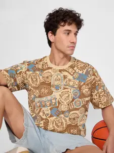 The Souled Store Men Minions Printed Round Neck Applique T-shirt