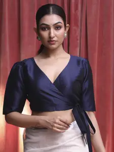 Indethnic V-Neck Tafeta Saree Blouse