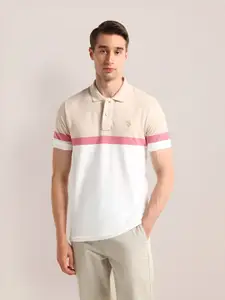 U.S. Polo Assn. Men Striped Polo Collar Applique Slim Fit T-shirt