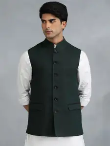 MODI JACKET Geometric Woollen Longline Nehru Jackets Patchwork