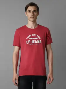 Louis Philippe Jeans Men Typography Printed Applique Slim Fit T-shirt