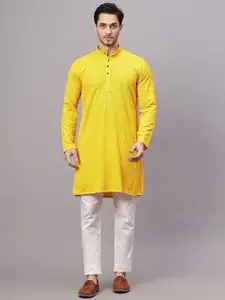 Yugnik Men Embroidered Regular Chikankari Kurta with Pyjamas