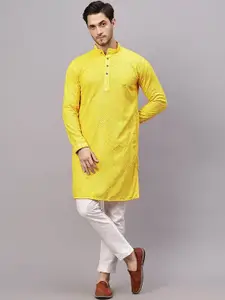 Yugnik Men Embroidered Regular Kurta with Pyjamas