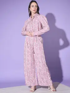 Sangria Digital Printed Top With Trouser Co-Ords