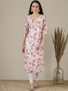 AURELIA Women Floral Printed Keyhole Neck Flared Sleeves Kurta
