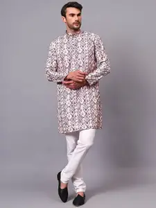 Yugnik Men Floral Regular Kurta with Pyjamas