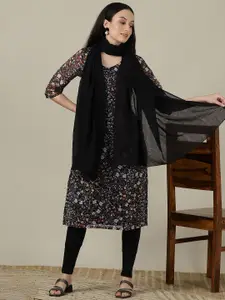 AURELIA Women Floral Printed Flared Sleeves Sequinned Kurta