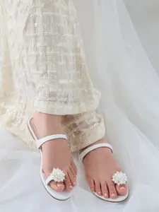 CAI Women One Toe ring Embellished  Flats