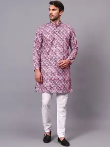Yugnik Men Floral Regular Thread Work Kurta with Pyjamas