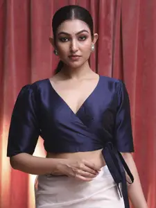 Indethnic V Neck Short Sleeves Saree Blouse