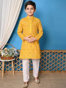 BAESD Boys Printed Regular Pure Cotton Kurta with Pyjamas