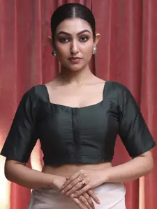 Indethnic Short Sleeve Square Neck Saree Blouse