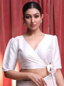 Indethnic V-Neck Short Sleeves Saree Blouse