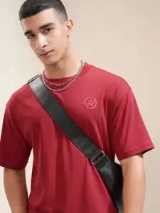 HIGHLANDER Men Round Neck Brand Logo Relaxed Basic Tshirt